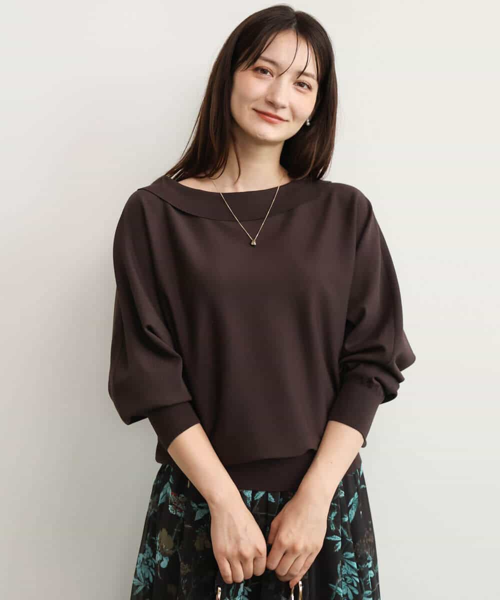 FKFJD34140 MK MICHEL KLEIN(MK ミッシェルクラン) [洗える/前後2way]ロールネックカラードルマンニット アイボリー