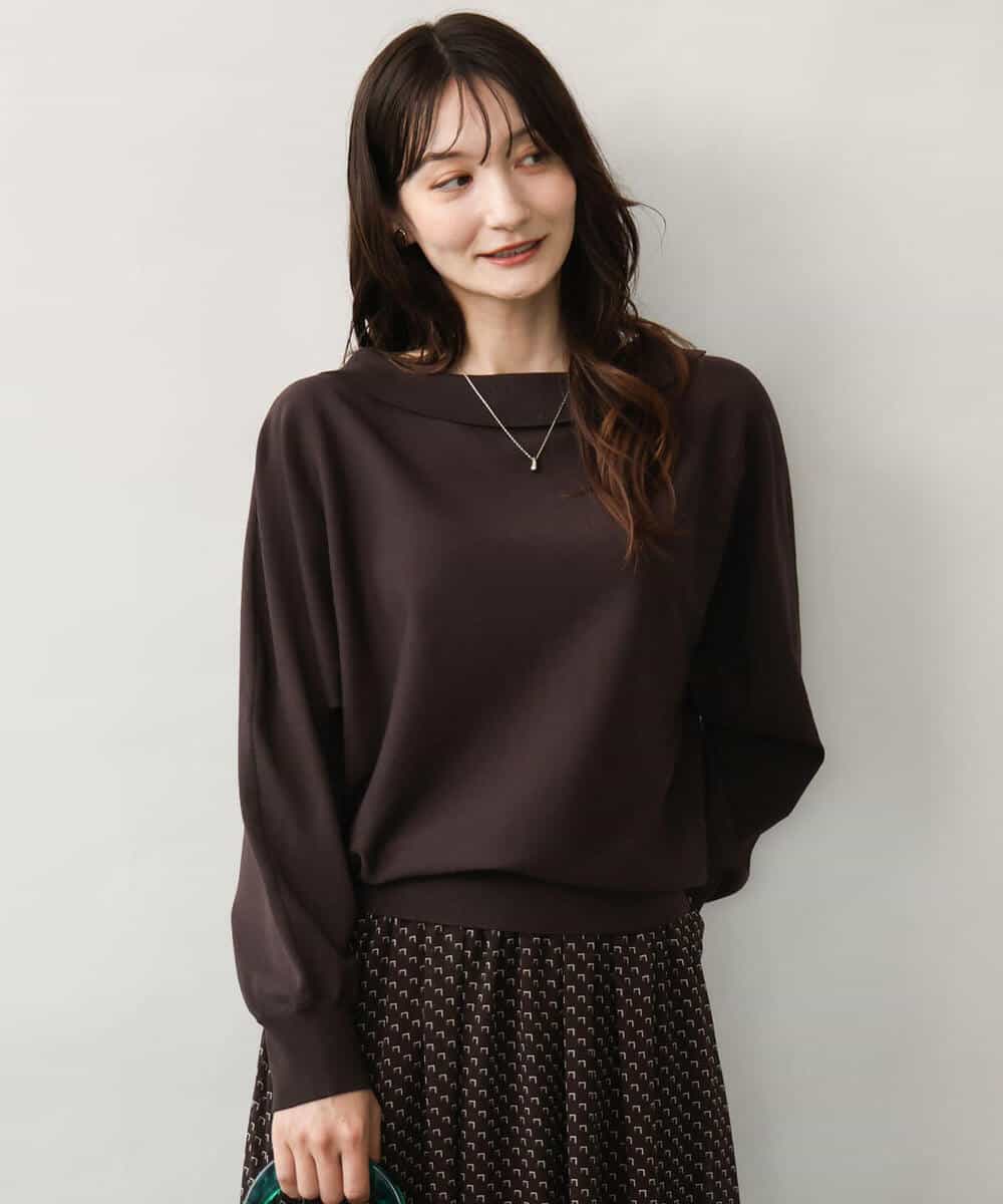 FKFJD34140 MK MICHEL KLEIN(MK ミッシェルクラン) [洗える/前後2way]ロールネックカラードルマンニット アイボリー