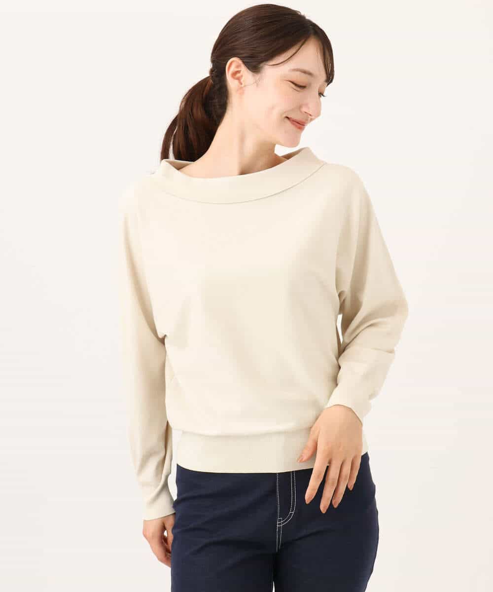 FKFJD34140 MK MICHEL KLEIN(MK ミッシェルクラン) [洗える/前後2way]ロールネックカラードルマンニット アイボリー
