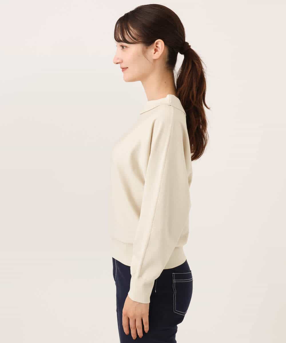 FKFJD34140 MK MICHEL KLEIN(MK ミッシェルクラン) [洗える/前後2way]ロールネックカラードルマンニット アイボリー
