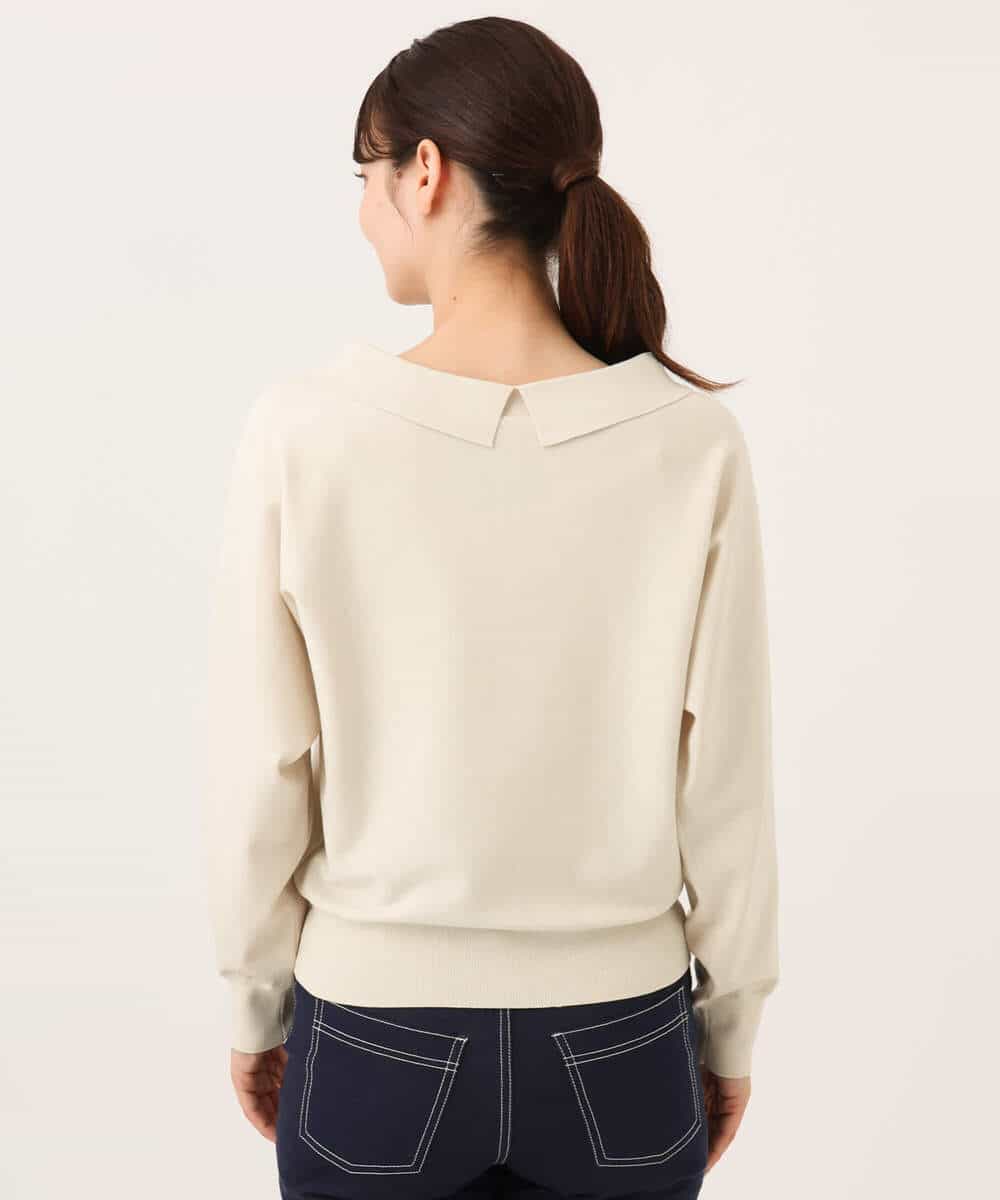 FKFJD34140 MK MICHEL KLEIN(MK ミッシェルクラン) [洗える/前後2way]ロールネックカラードルマンニット アイボリー