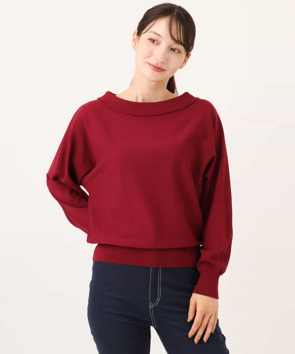 FKFJD34140 MK MICHEL KLEIN(MK ミッシェルクラン) [洗える/前後2way]ロールネックカラードルマンニット アイボリー