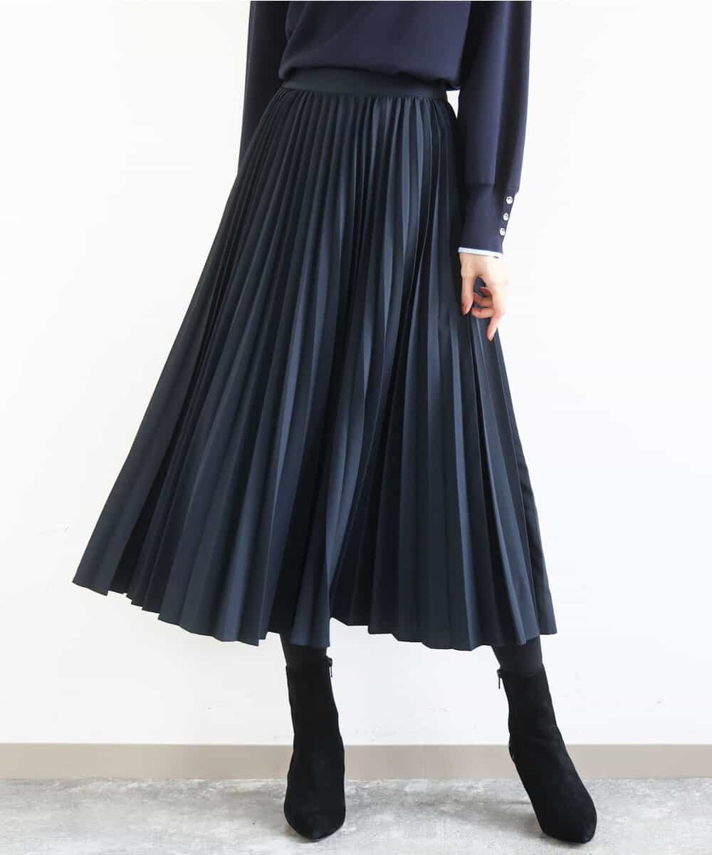 FKHFD15180 MK MICHEL KLEIN(MK ミッシェルクラン) [洗える]プリーツデザインスカート ネイビー