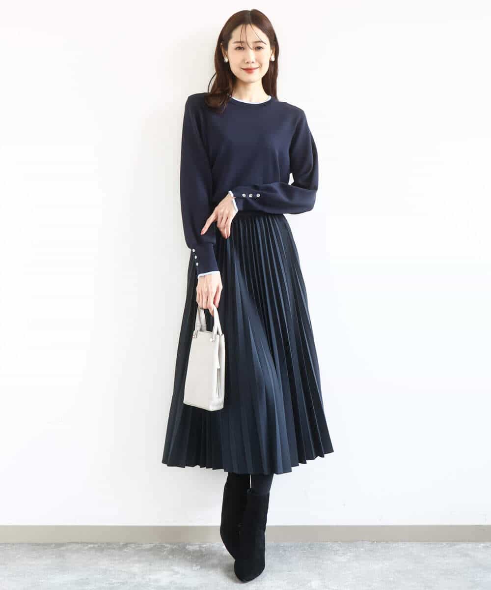 FKHFD15180 MK MICHEL KLEIN(MK ミッシェルクラン) [洗える]プリーツデザインスカート ベージュ