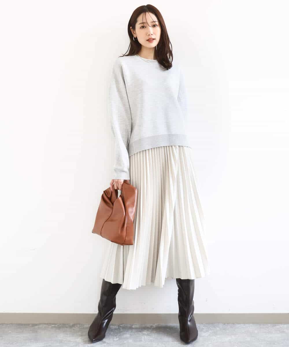 FKHFD15180 MK MICHEL KLEIN(MK ミッシェルクラン) [洗える]プリーツデザインスカート ベージュ