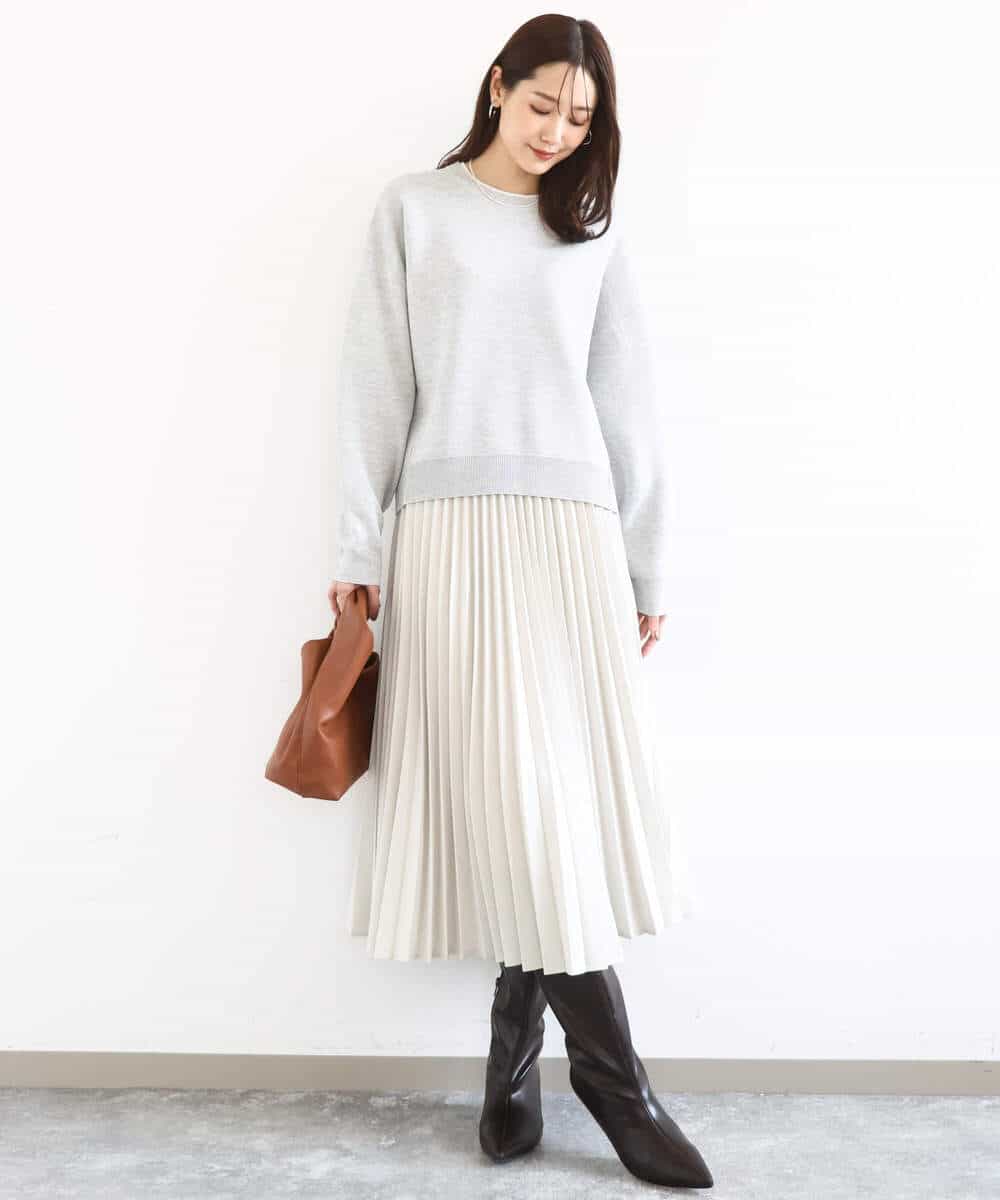 FKHFD15180 MK MICHEL KLEIN(MK ミッシェルクラン) [洗える]プリーツデザインスカート ベージュ