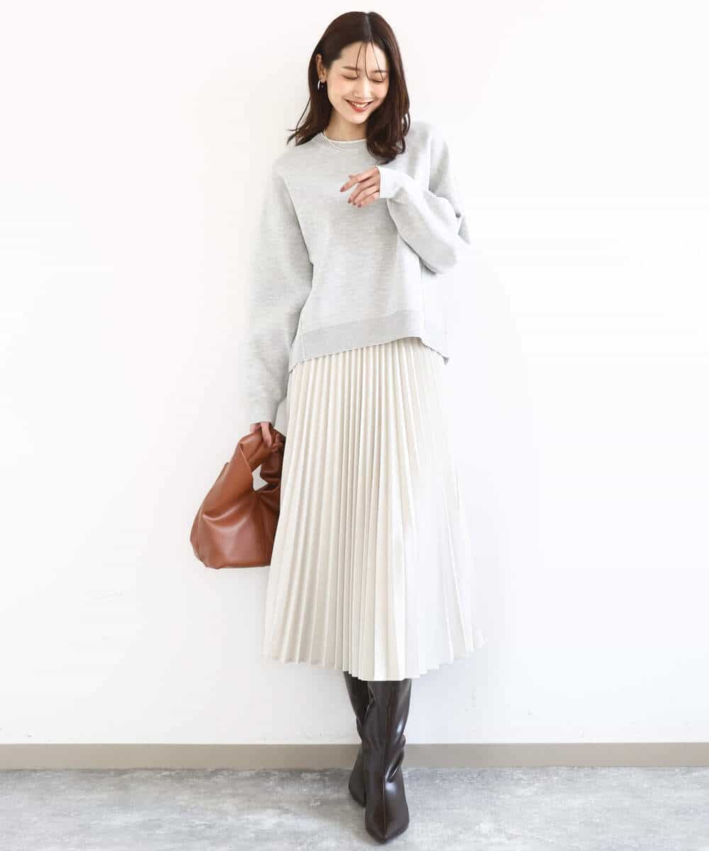 FKHFD15180 MK MICHEL KLEIN(MK ミッシェルクラン) [洗える]プリーツデザインスカート ベージュ