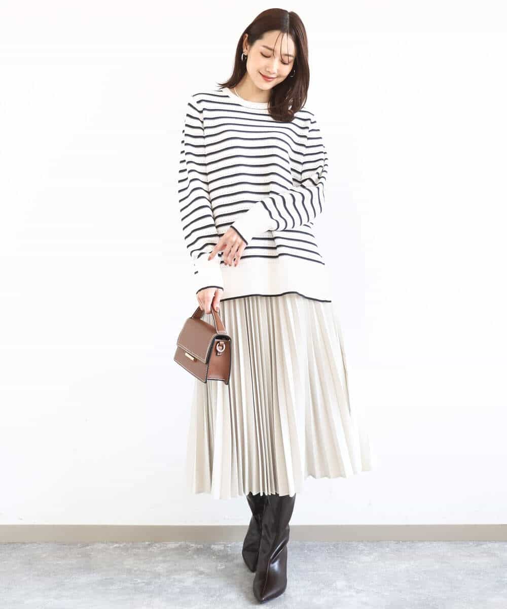 FKHFD15180 MK MICHEL KLEIN(MK ミッシェルクラン) [洗える]プリーツデザインスカート ベージュ