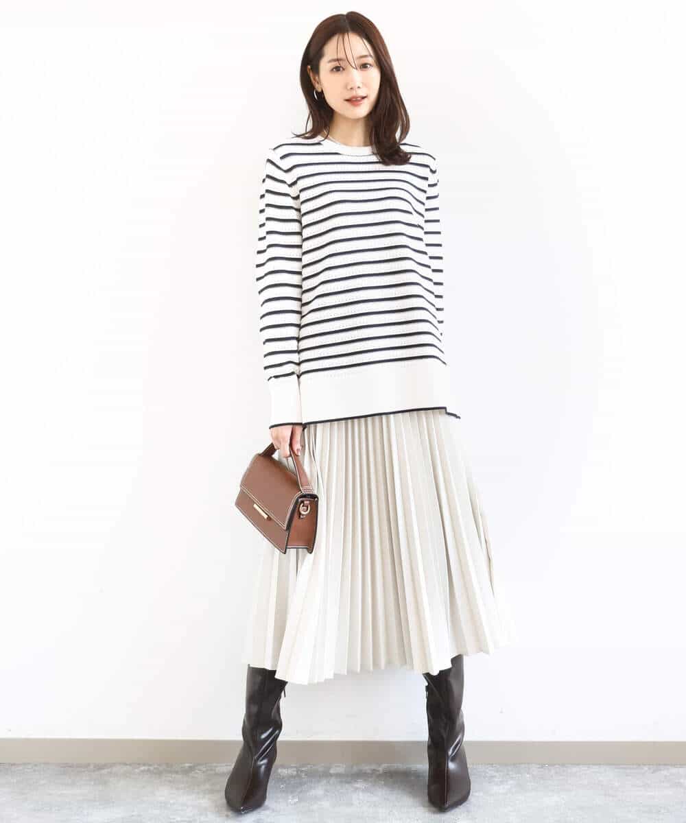 FKHFD15180 MK MICHEL KLEIN(MK ミッシェルクラン) [洗える]プリーツデザインスカート ベージュ
