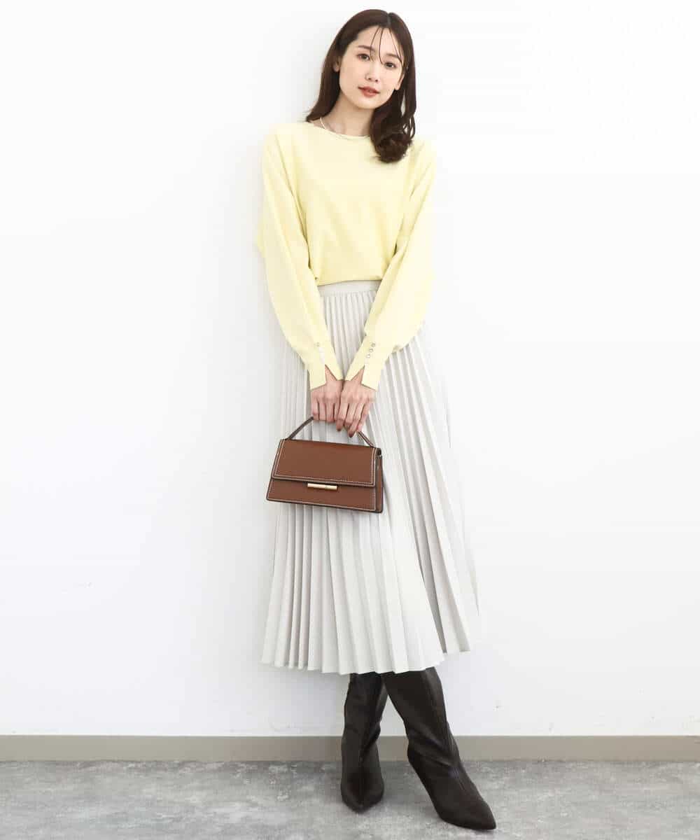 FKHFD15180 MK MICHEL KLEIN(MK ミッシェルクラン) [洗える]プリーツデザインスカート ベージュ