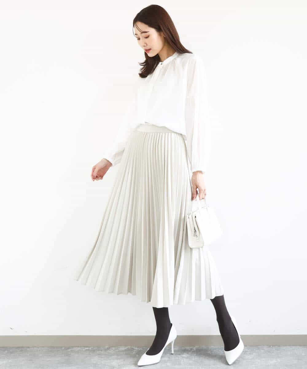 FKHFD15180 MK MICHEL KLEIN(MK ミッシェルクラン) [洗える]プリーツデザインスカート ベージュ