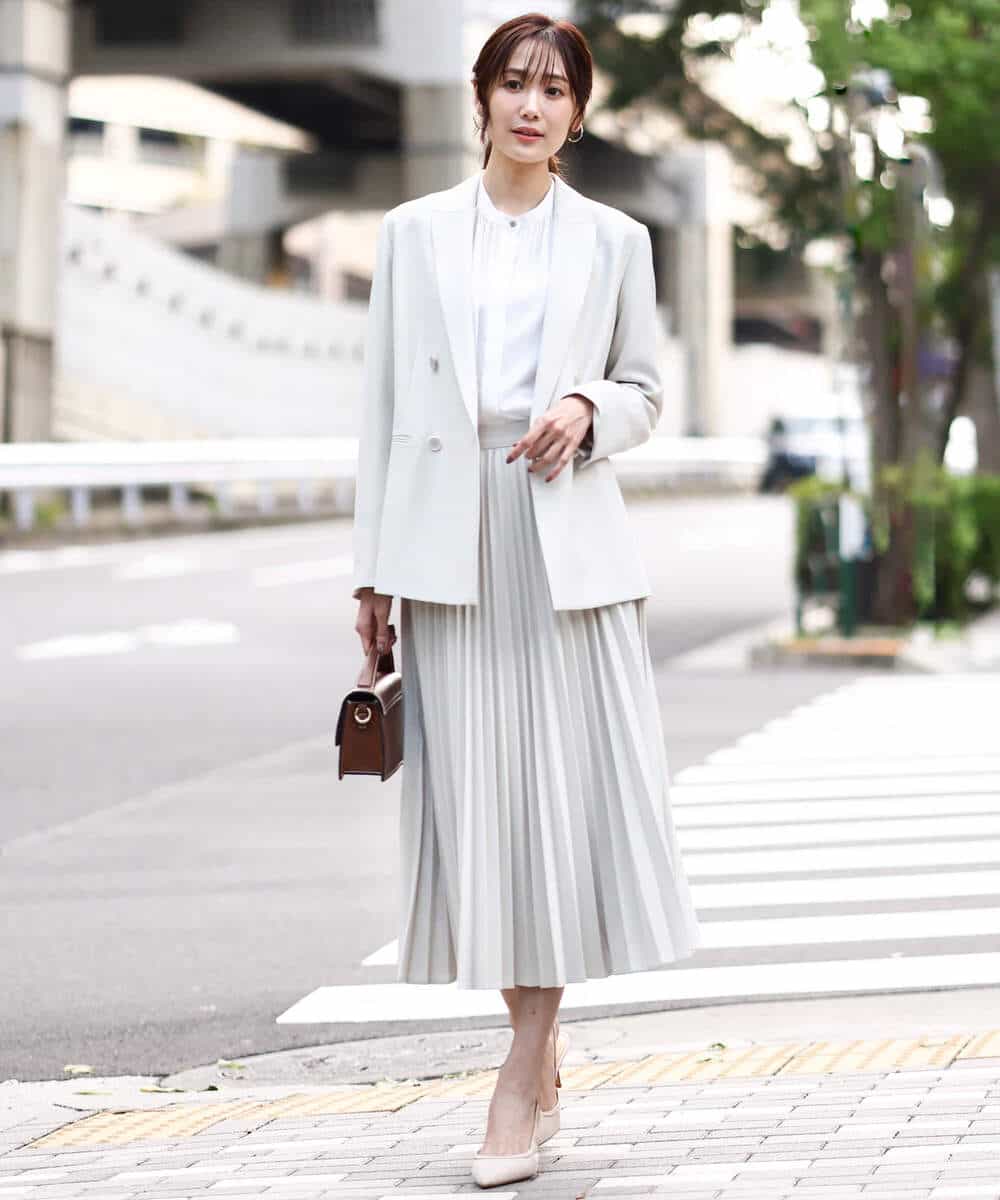FKHFD15180 MK MICHEL KLEIN(MK ミッシェルクラン) [洗える]プリーツデザインスカート ベージュ