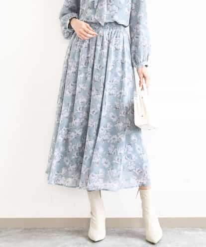 FKHGD01140 MK MICHEL KLEIN [洗える]花柄シフォンスカート
