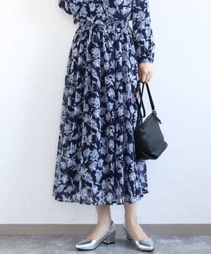 FKHGD01140  [洗える]花柄シフォンスカート