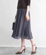 FKHGD06140 MK MICHEL KLEIN(MK ミッシェルクラン) [洗える]幾何柄シフォンスカート ブラウン