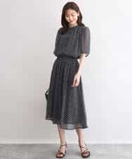 FKHGD06140 MK MICHEL KLEIN(MK ミッシェルクラン) [洗える]幾何柄シフォンスカート ブラウン