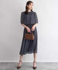 FKHGD06140 MK MICHEL KLEIN(MK ミッシェルクラン) [洗える]幾何柄シフォンスカート ブラウン