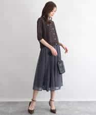 FKHGD06140 MK MICHEL KLEIN(MK ミッシェルクラン) [洗える]幾何柄シフォンスカート ブラウン