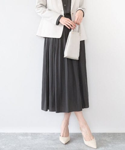 FKHGD35150 MK MICHEL KLEIN [瞬美シリーズ/UVカット/洗える]サテンプリーツスカート