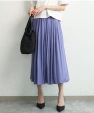 FKHGD35150 MK MICHEL KLEIN(MK ミッシェルクラン) [瞬美シリーズ/UVカット/洗える]サテンプリーツスカート ダークグレー