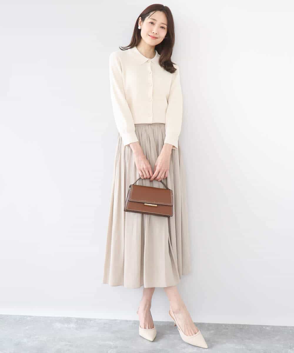FKHGD35150 MK MICHEL KLEIN(MK ミッシェルクラン) [瞬美シリーズ/UVカット/洗える]サテンプリーツスカート ダークグレー