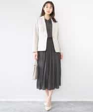 FKHGD35150 MK MICHEL KLEIN(MK ミッシェルクラン) [瞬美シリーズ/UVカット/洗える]サテンプリーツスカート ダークグレー
