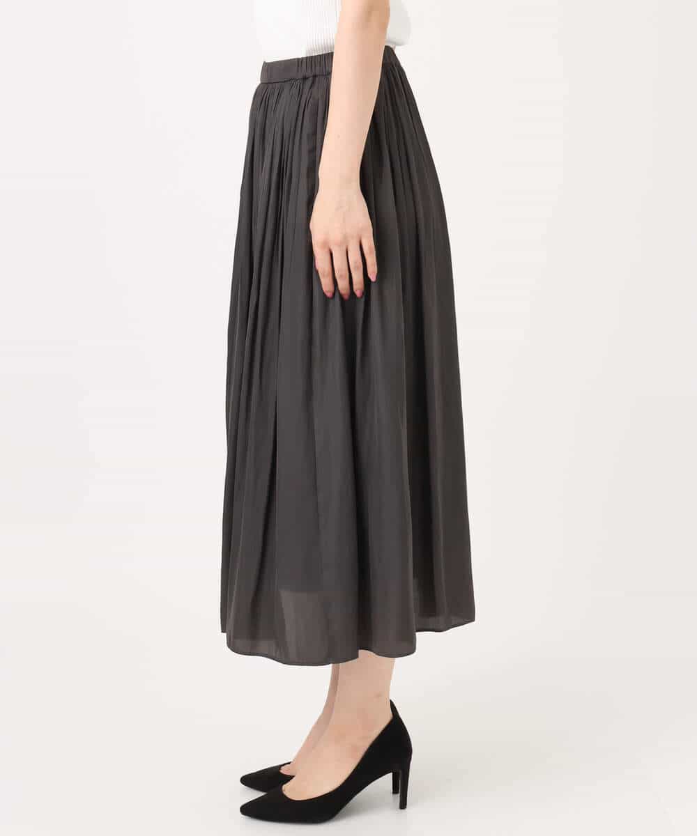 FKHGD35150 MK MICHEL KLEIN(MK ミッシェルクラン) [瞬美シリーズ/UVカット/洗える]サテンプリーツスカート ダークグレー