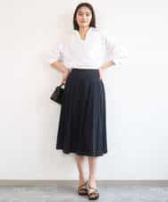 FKHGD45170 MK MICHEL KLEIN(MK ミッシェルクラン) [洗える]シアーチェック柄フレアスカート ライトグレー
