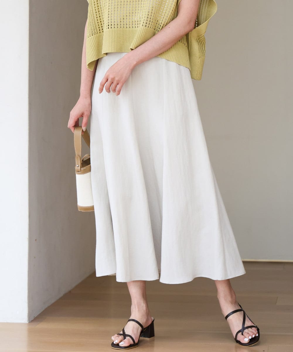FKHGD55170 MK MICHEL KLEIN(MK ミッシェルクラン) [UVカット/洗える]リネン混フレアースカート ベージュ