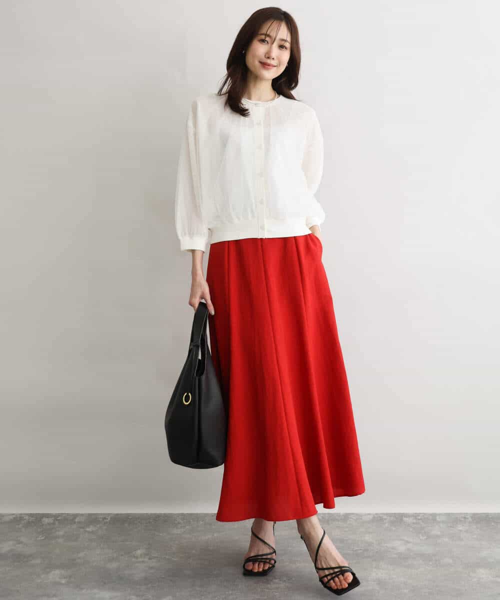 FKHGD55170 MK MICHEL KLEIN(MK ミッシェルクラン) [UVカット/洗える]リネン混フレアースカート ベージュ