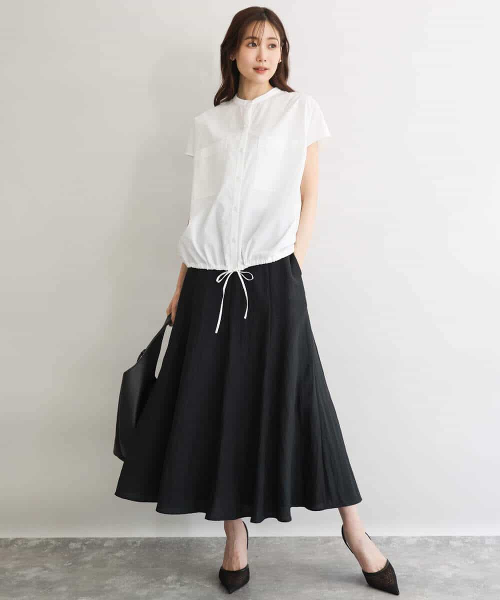 FKHGD55170 MK MICHEL KLEIN(MK ミッシェルクラン) [UVカット/洗える]リネン混フレアースカート ベージュ
