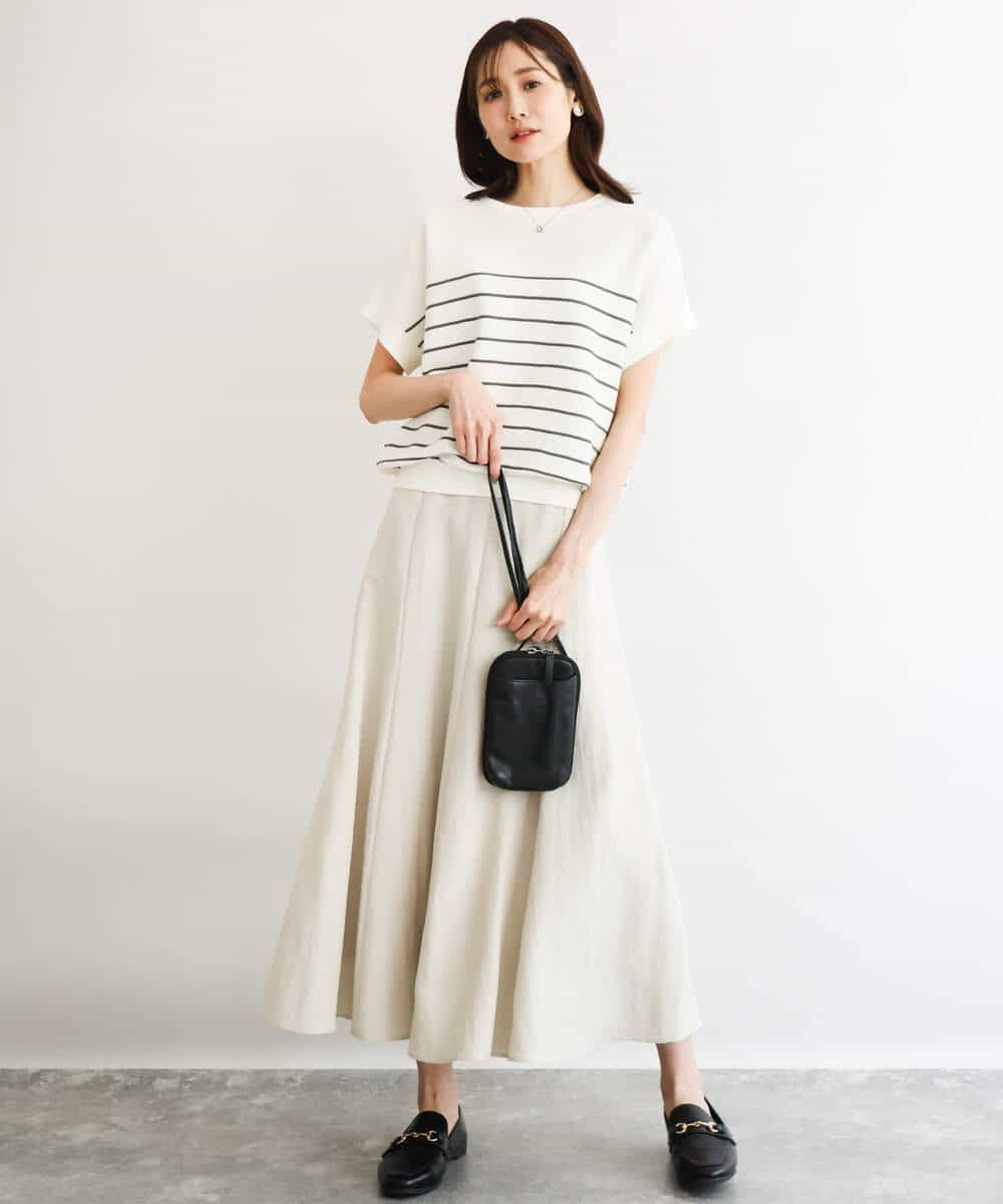FKHGD55170 MK MICHEL KLEIN(MK ミッシェルクラン) [UVカット/洗える]リネン混フレアースカート ベージュ