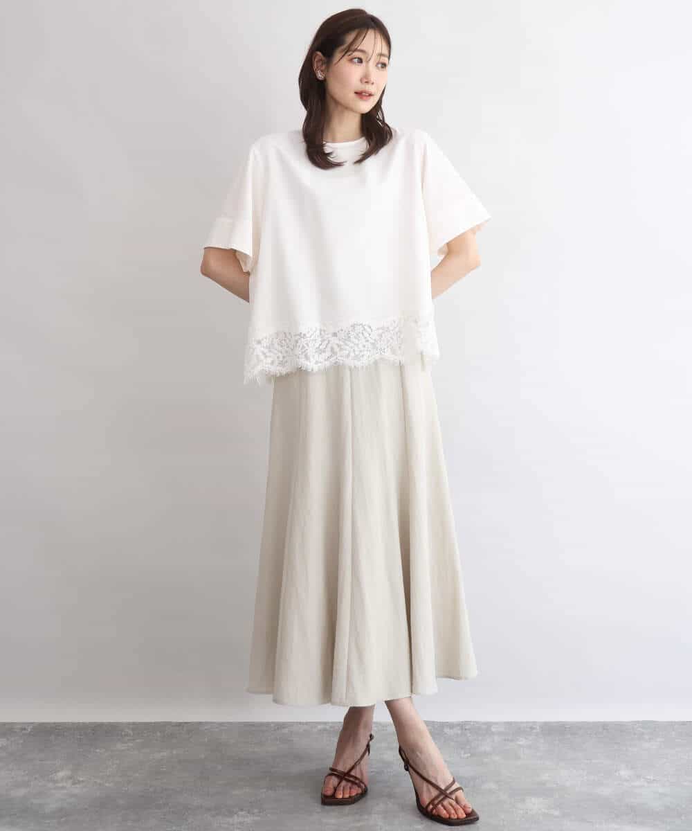 FKHGD55170 MK MICHEL KLEIN(MK ミッシェルクラン) [UVカット/洗える]リネン混フレアースカート ベージュ