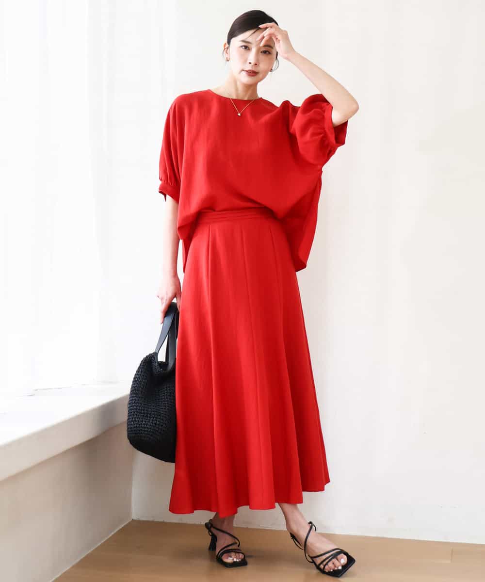 FKHGD55170 MK MICHEL KLEIN(MK ミッシェルクラン) [UVカット/洗える]リネン混フレアースカート ベージュ