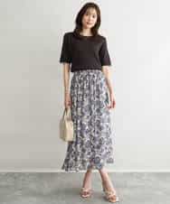 FKHGF05140 MK MICHEL KLEIN(MK ミッシェルクラン) [洗える]更紗プリント花柄シフォンスカート ベージュ