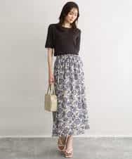 FKHGF05140 MK MICHEL KLEIN(MK ミッシェルクラン) [洗える]更紗プリント花柄シフォンスカート ベージュ