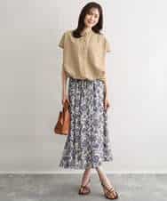 FKHGF05140 MK MICHEL KLEIN(MK ミッシェルクラン) [洗える]更紗プリント花柄シフォンスカート ベージュ