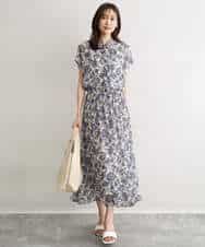 FKHGF05140 MK MICHEL KLEIN(MK ミッシェルクラン) [洗える]更紗プリント花柄シフォンスカート ベージュ