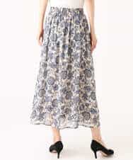 FKHGF05140 MK MICHEL KLEIN(MK ミッシェルクラン) [洗える]更紗プリント花柄シフォンスカート ベージュ