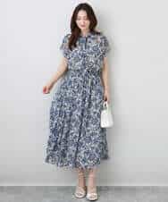 FKHHA05140 MK MICHEL KLEIN(MK ミッシェルクラン) 更紗プリント花柄シフォンスカート/洗える ベージュ