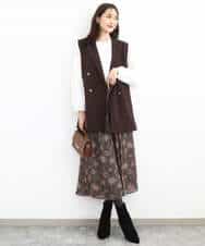 FKHHA05140 MK MICHEL KLEIN(MK ミッシェルクラン) 更紗プリント花柄シフォンスカート/洗える ベージュ