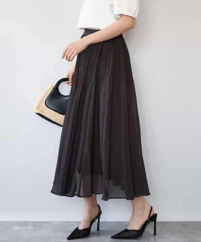 FKHHD63180 MK MICHEL KLEIN [洗える]カラミ織シアープリーツスカート