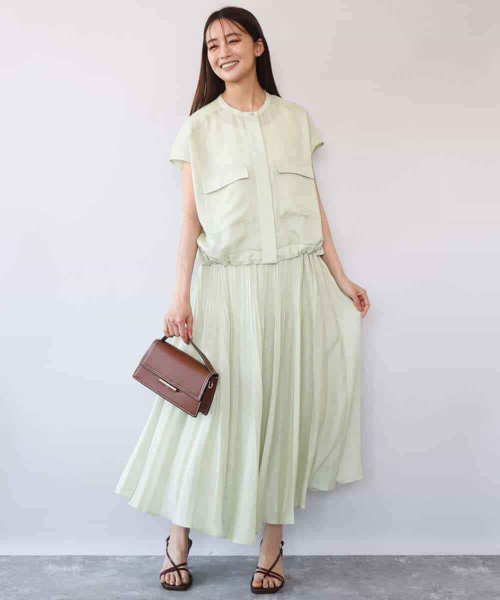 FKHHD63180 MK MICHEL KLEIN(MK ミッシェルクラン) [洗える]カラミ織シアープリーツスカート ブラウン
