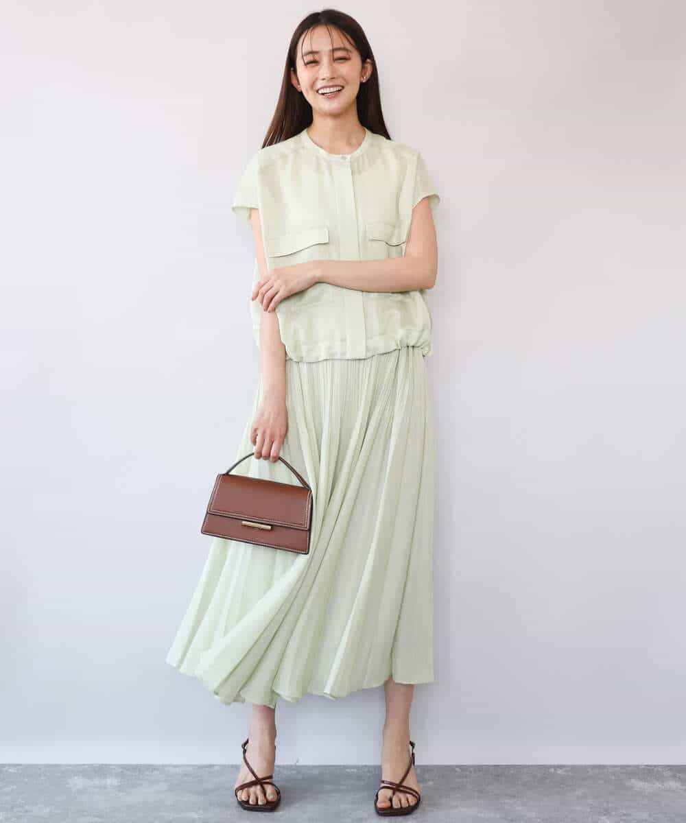 FKHHD63180 MK MICHEL KLEIN(MK ミッシェルクラン) [洗える]カラミ織シアープリーツスカート ブラウン