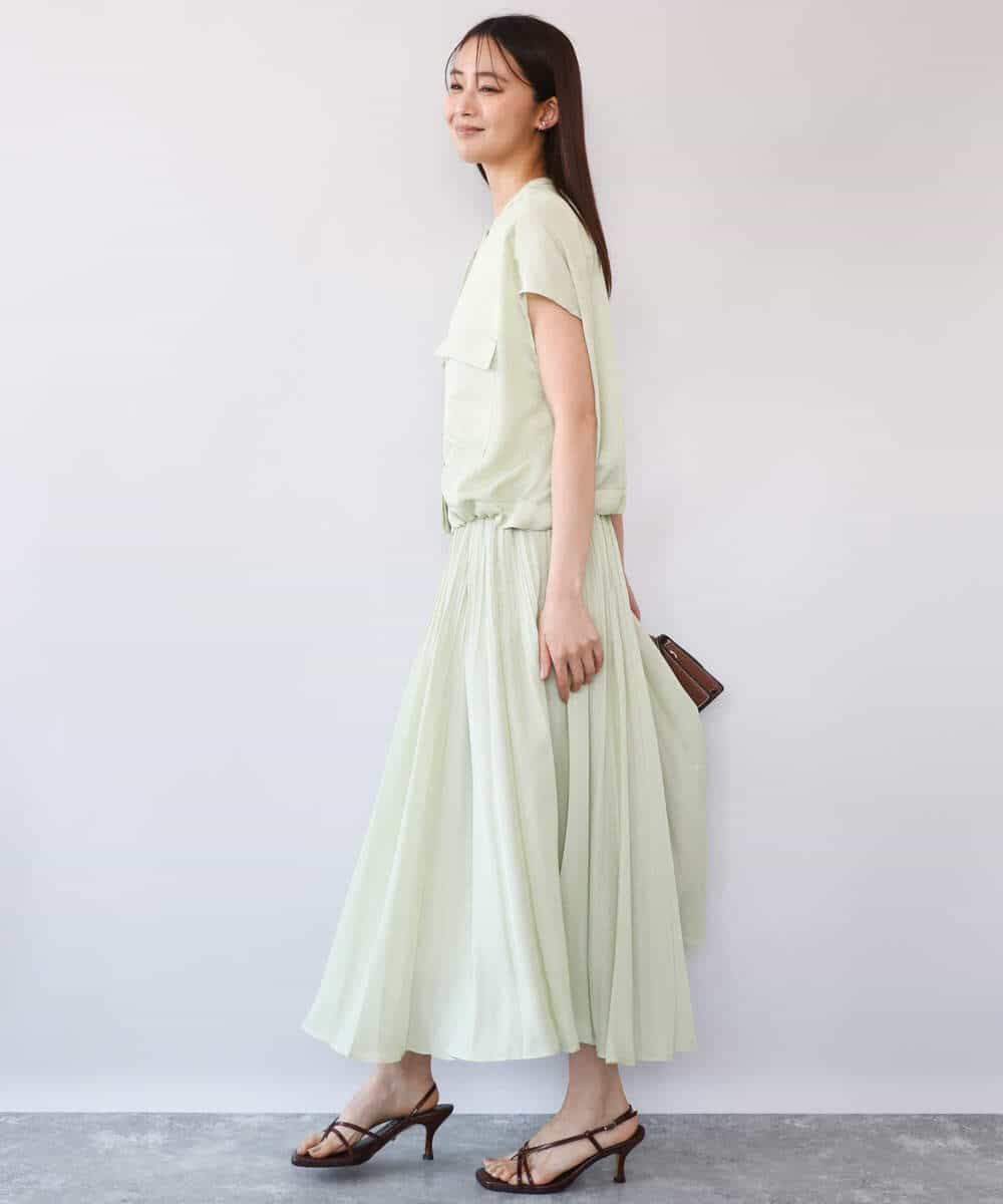 FKHHD63180 MK MICHEL KLEIN(MK ミッシェルクラン) [洗える]カラミ織シアープリーツスカート ブラウン