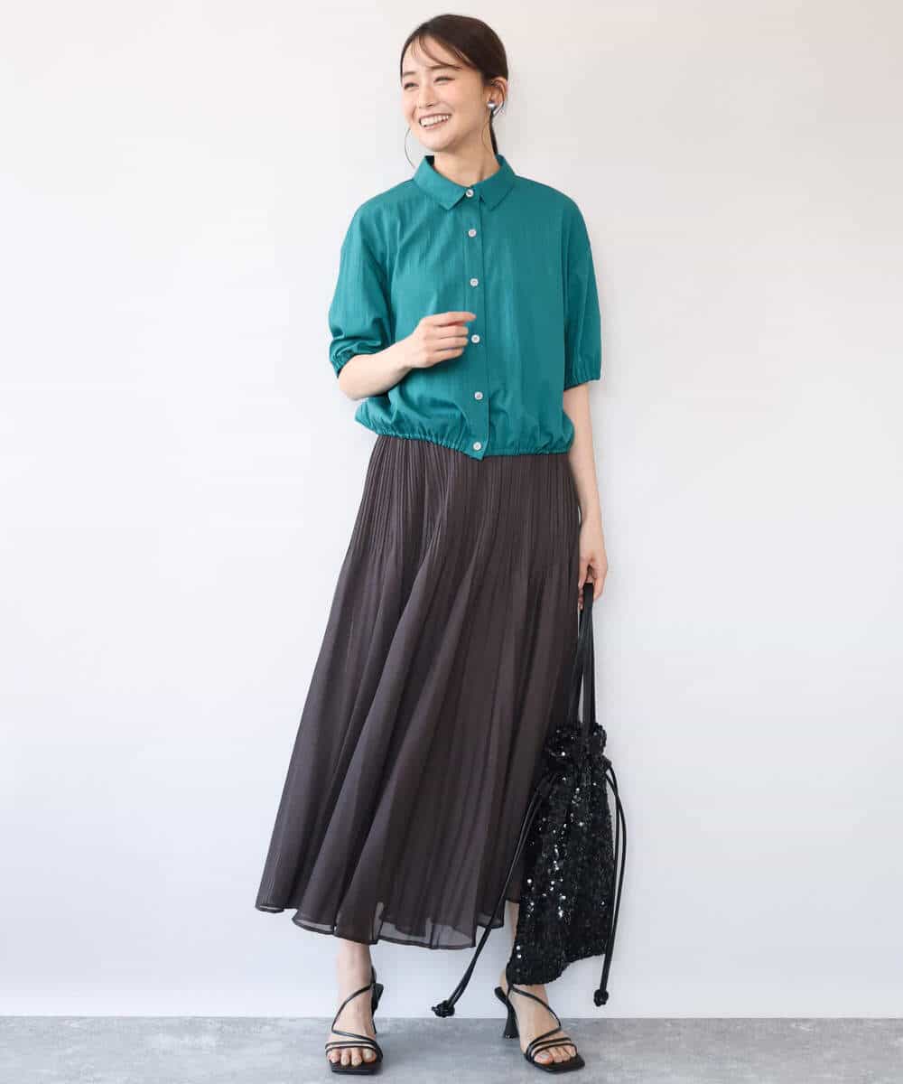 FKHHD63180 MK MICHEL KLEIN(MK ミッシェルクラン) [洗える]カラミ織シアープリーツスカート ブラウン
