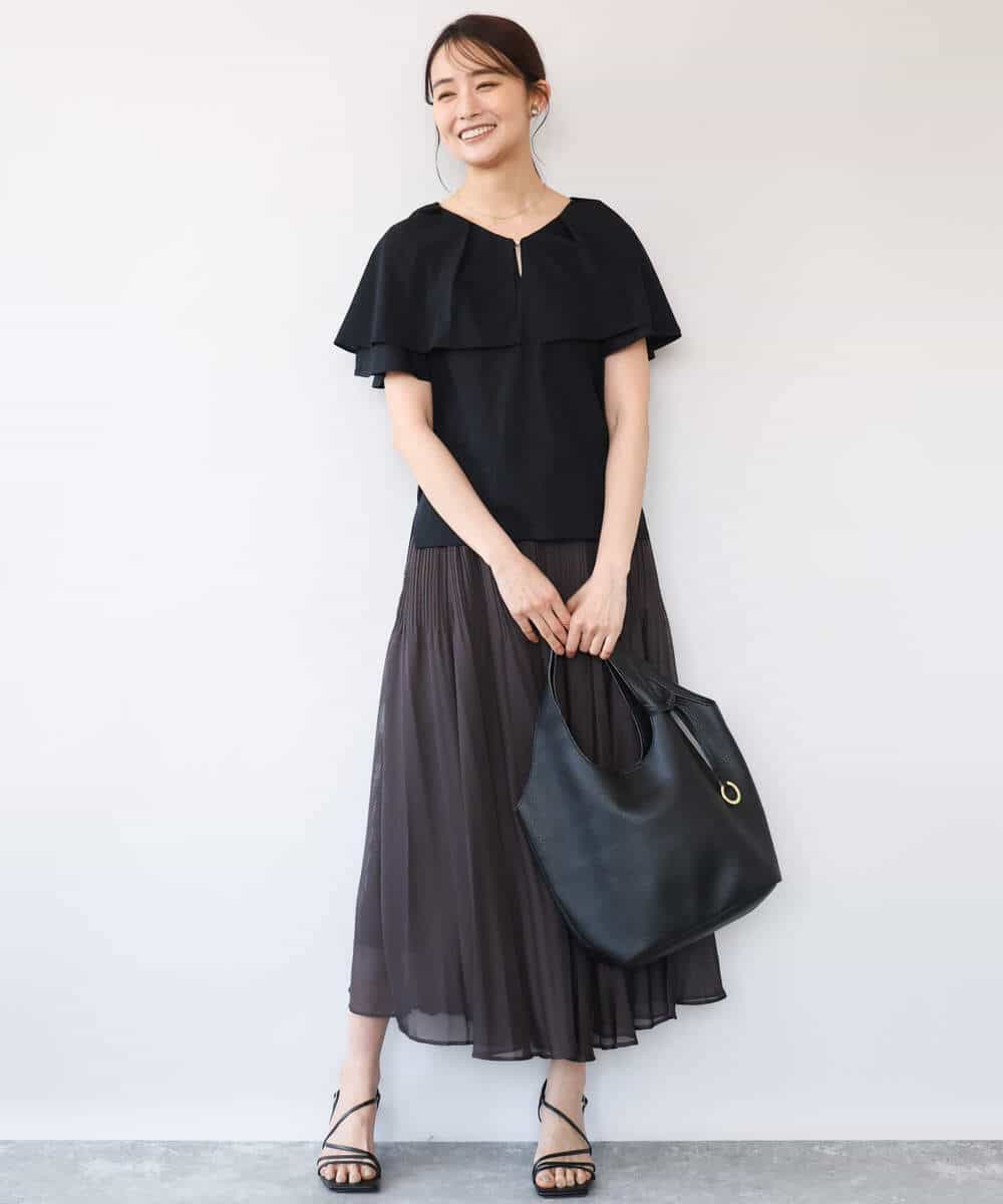 FKHHD63180 MK MICHEL KLEIN(MK ミッシェルクラン) [洗える]カラミ織シアープリーツスカート ブラウン