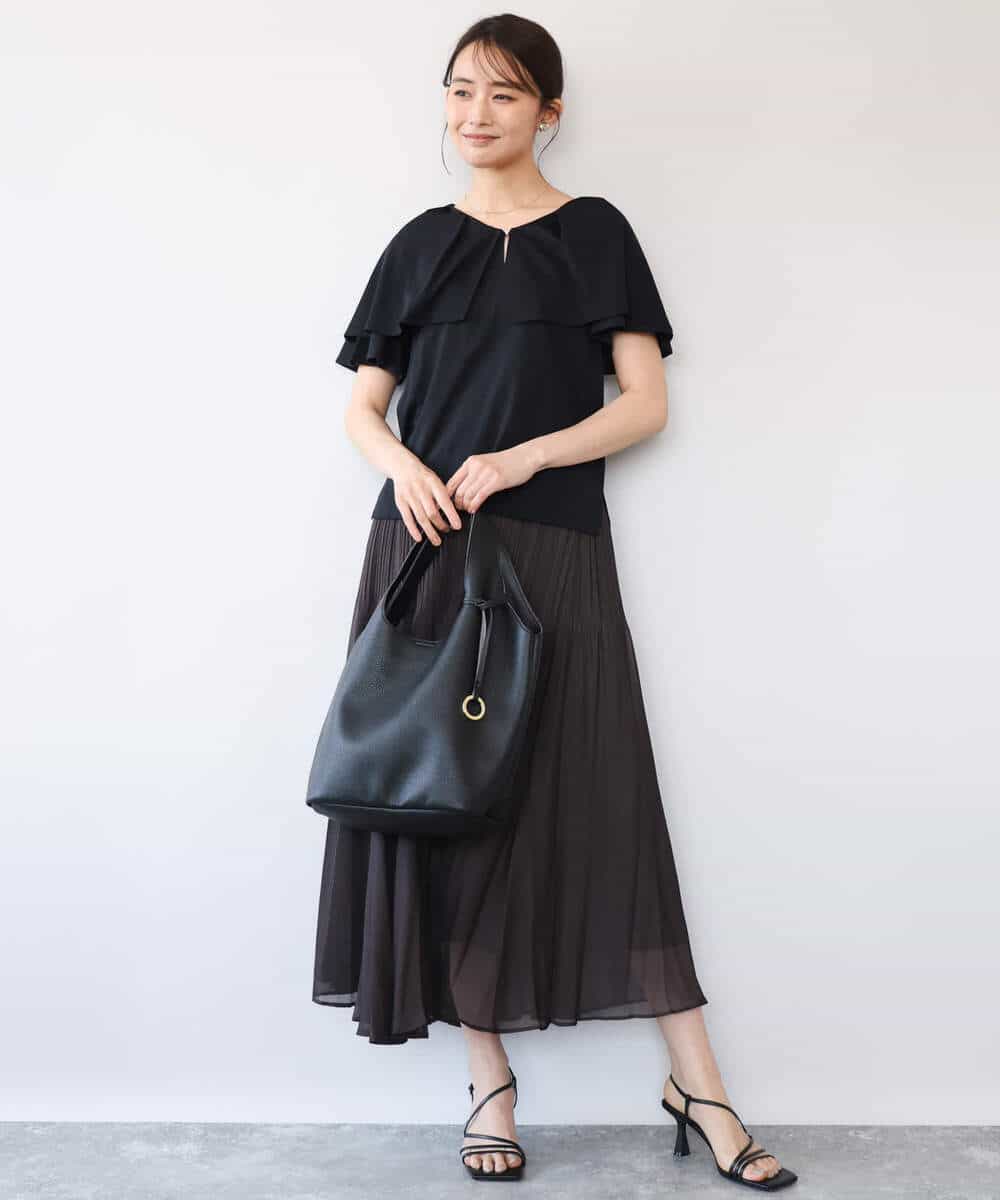 FKHHD63180 MK MICHEL KLEIN(MK ミッシェルクラン) [洗える]カラミ織シアープリーツスカート ブラウン