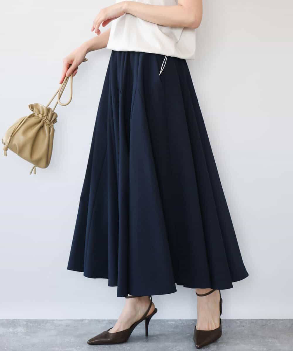 FKHHD64180 MK MICHEL KLEIN(MK ミッシェルクラン) [撥水/UVカット/洗える]ボリュームフレアスカート ネイビー