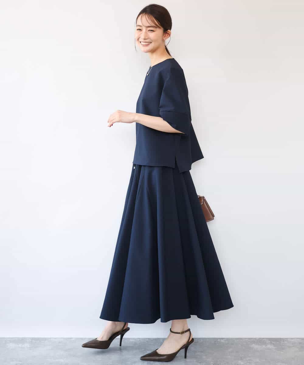 FKHHD64180 MK MICHEL KLEIN(MK ミッシェルクラン) [撥水/UVカット/洗える]ボリュームフレアスカート ネイビー